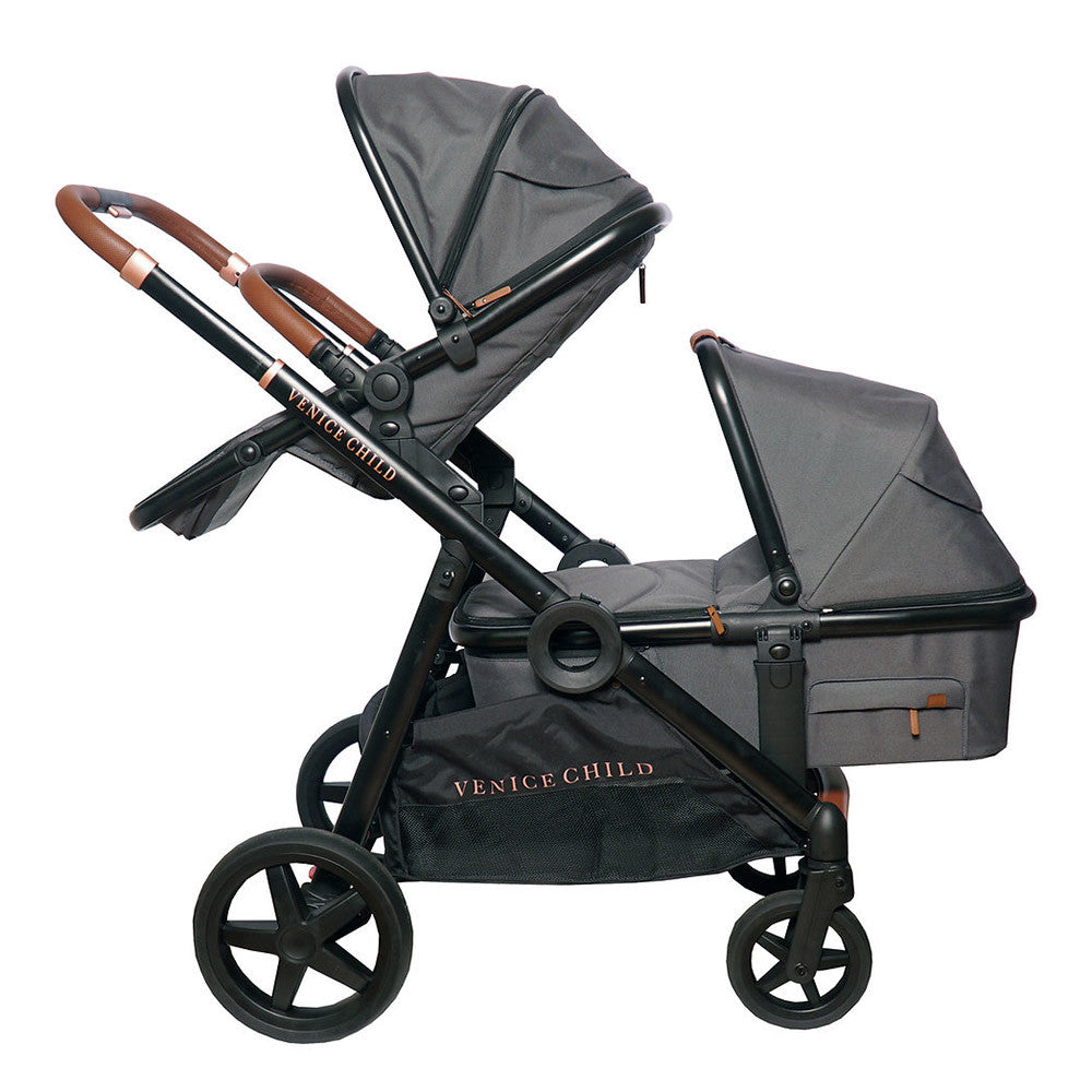 Venice Child Maverick Single to Double Stroller with Bassinet in Twilight- Bambi Baby