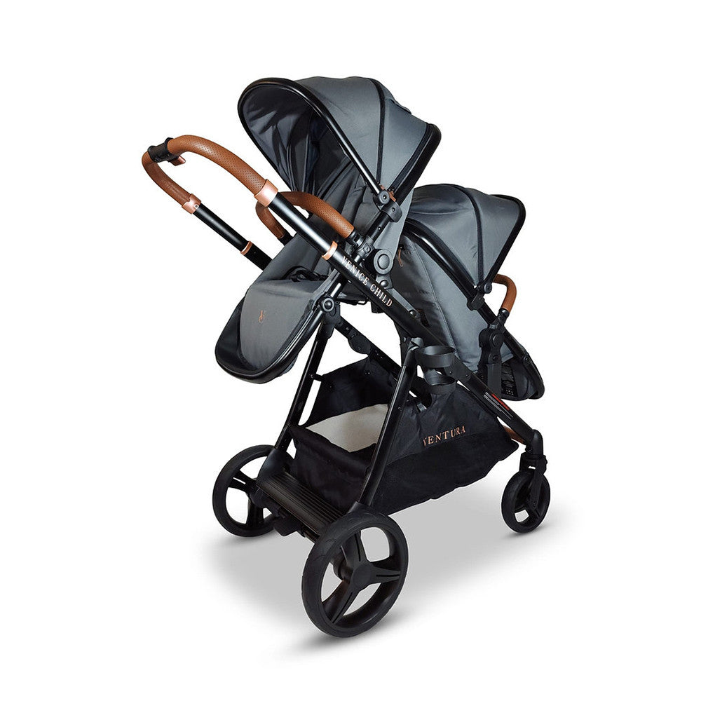 Venice Child Ventura Single to Double Sit-And-Stand Tandem Stroller with 2nd Toddler Seat in Shadow- Bambi Baby