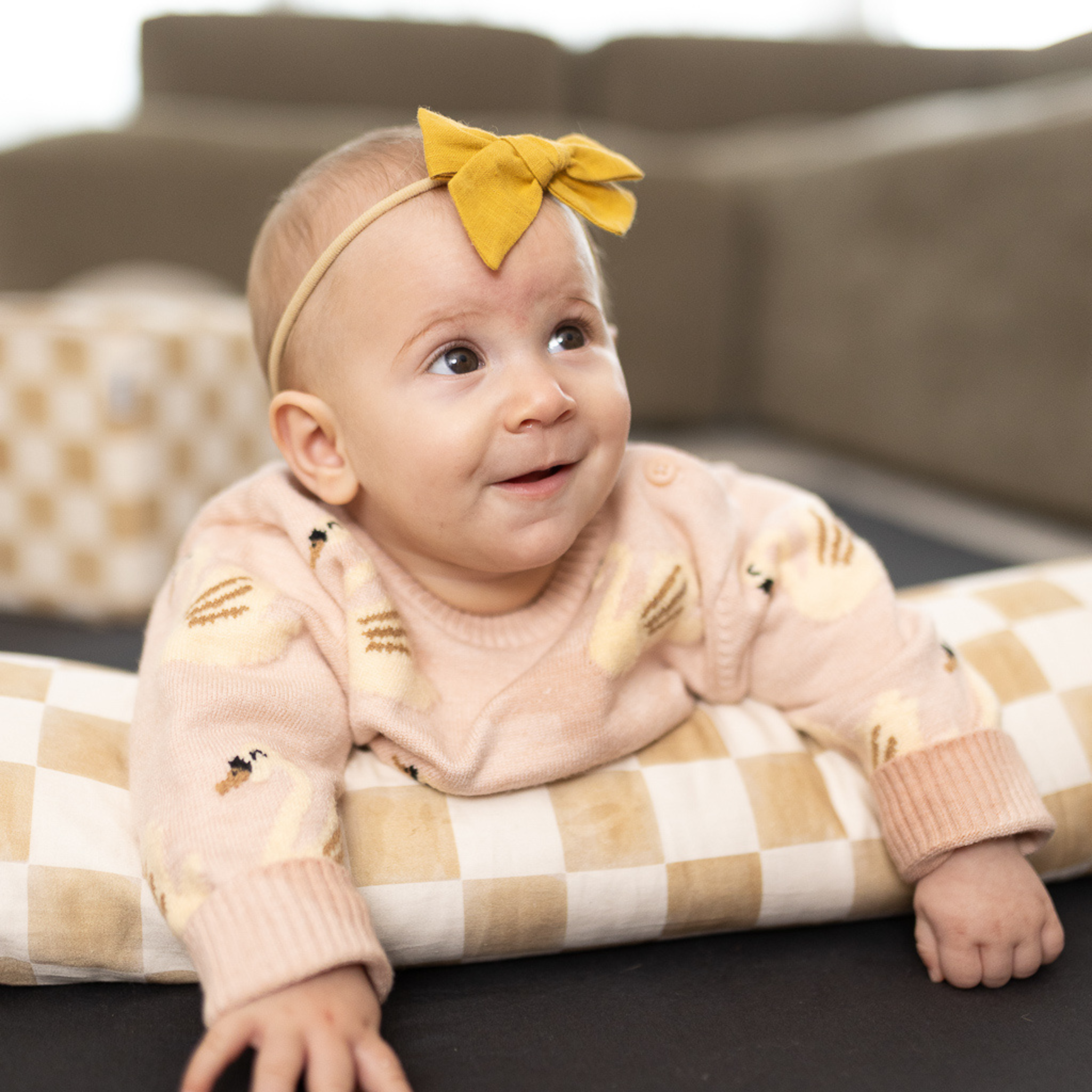Toki Kids Checker Toffee Support Pillow- Bambi Baby