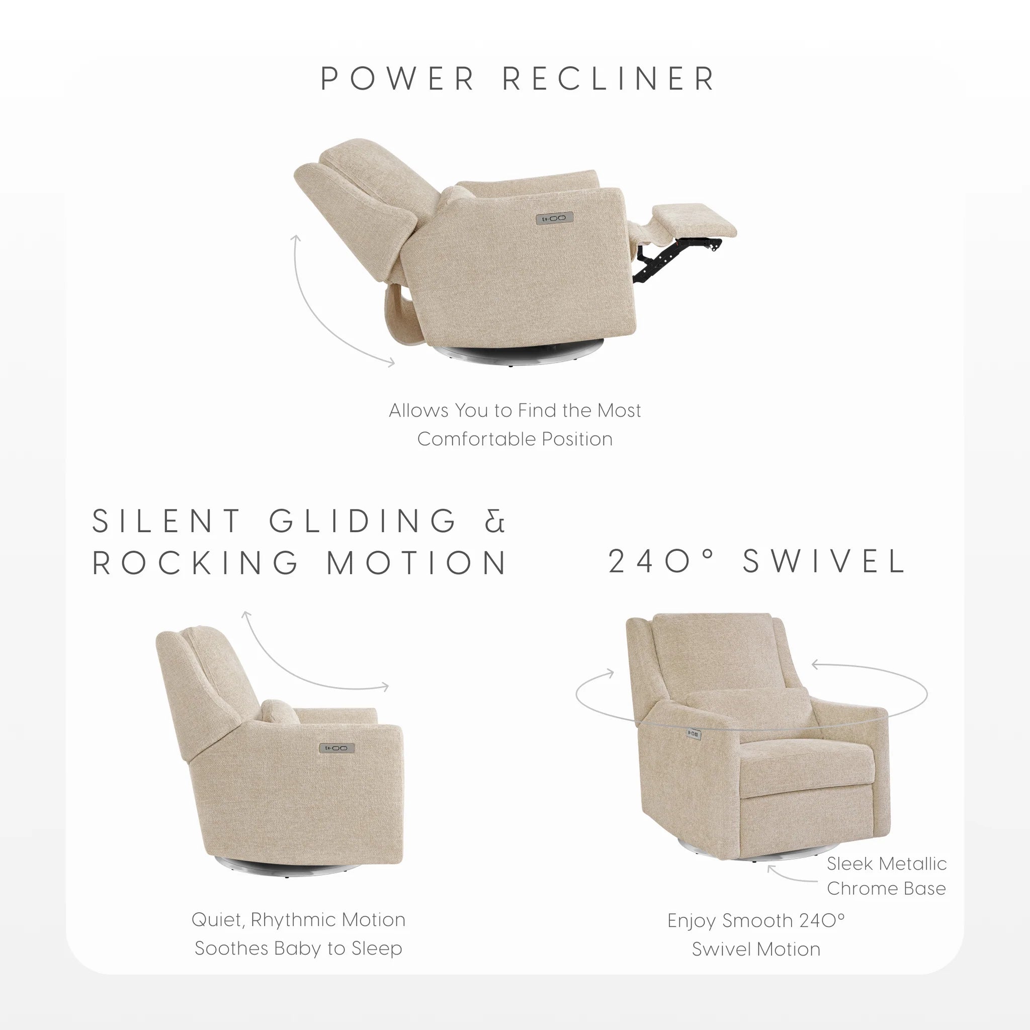 Bellini Seoul Power Recliner with USB-C Charging Ports- Bambi Baby