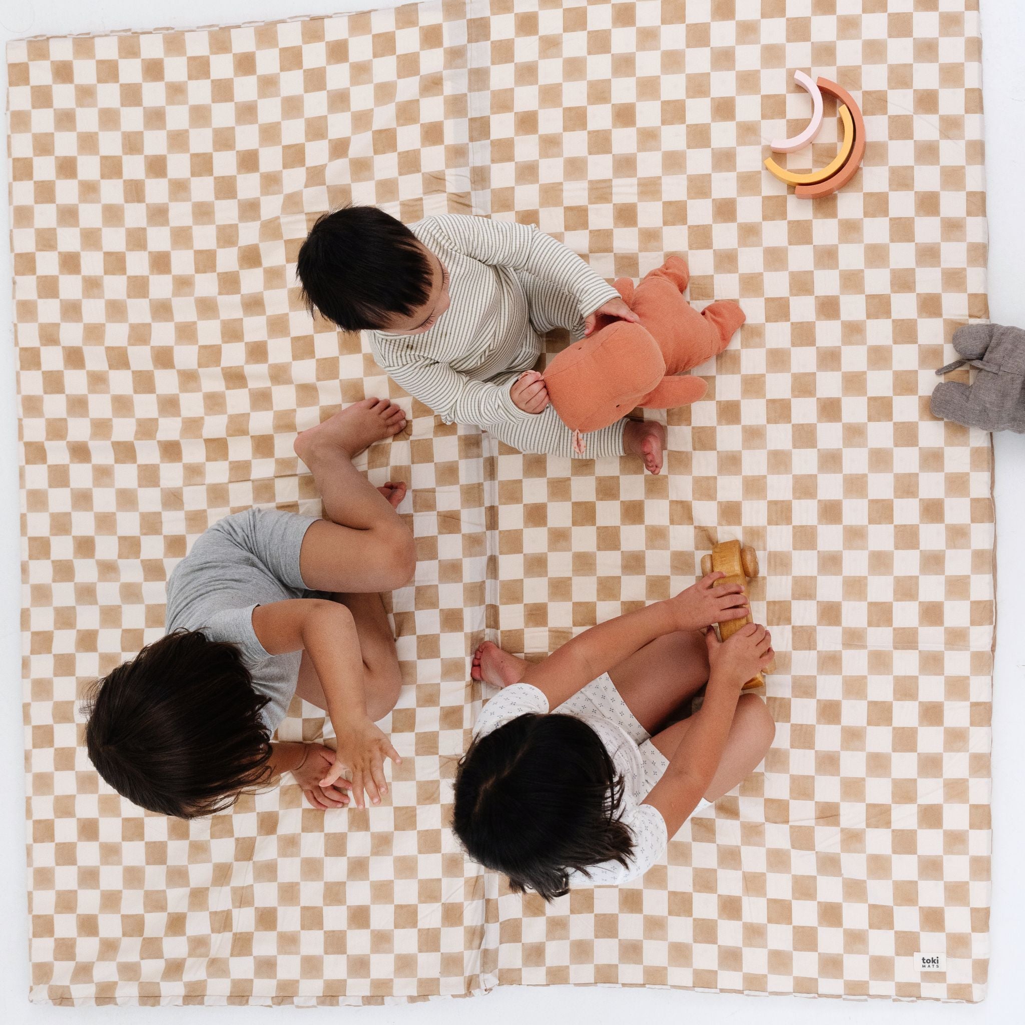 Toki Kids Checker Toffee Organic Cotton Mat- Bambi Baby