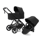 Black Thule Charm 2-in-1 Stroller with Bassinet and Toddler Seat - 3/4 View | Bambi Baby