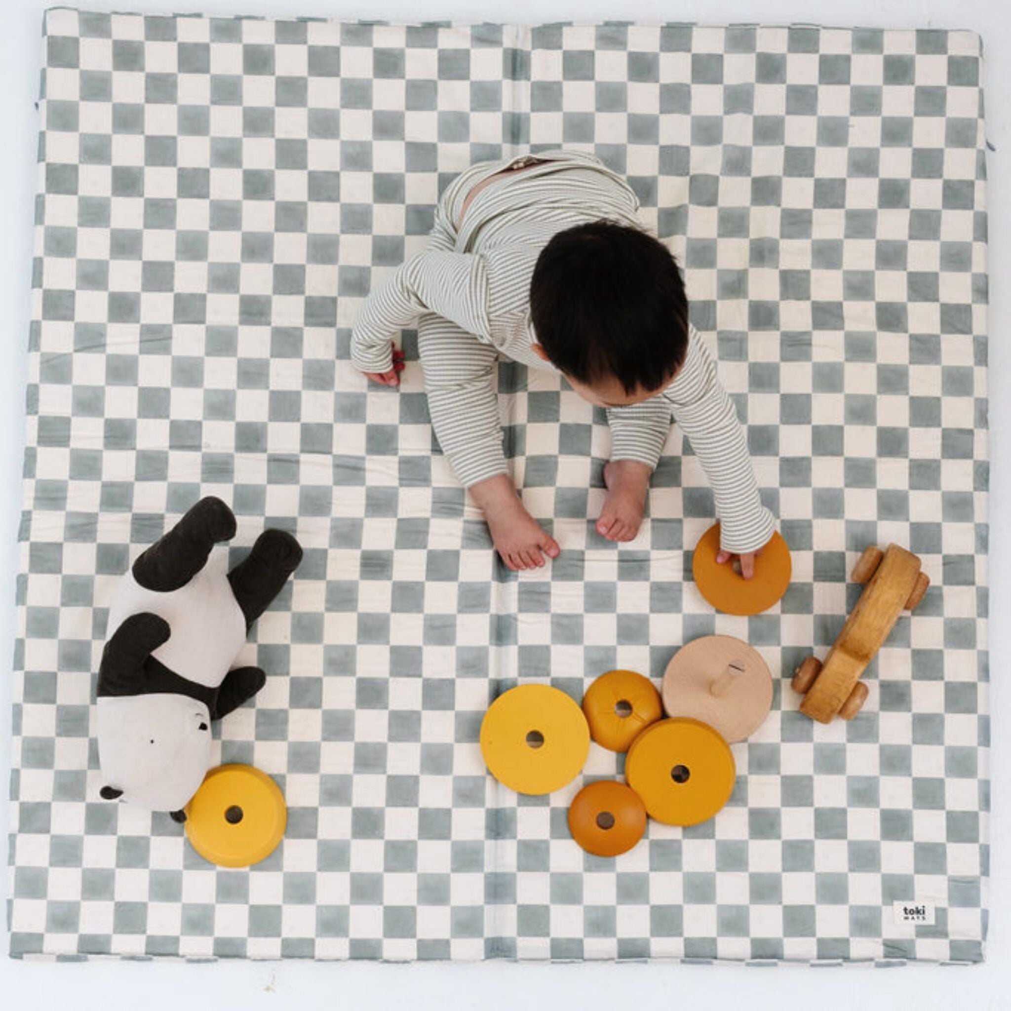 Toki Kids Checker Matcha Organic Cotton Mat- Bambi Baby