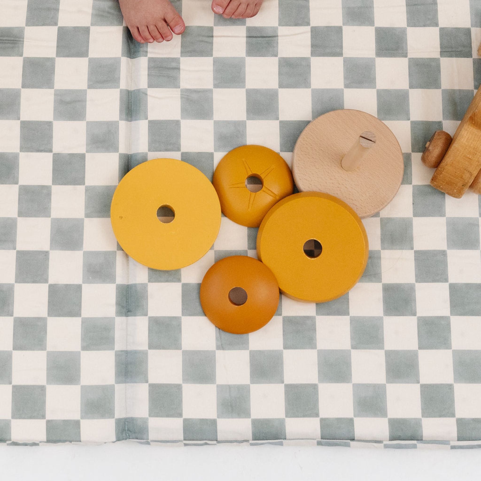 Toki Kids Checker Matcha Organic Cotton Mat- Bambi Baby