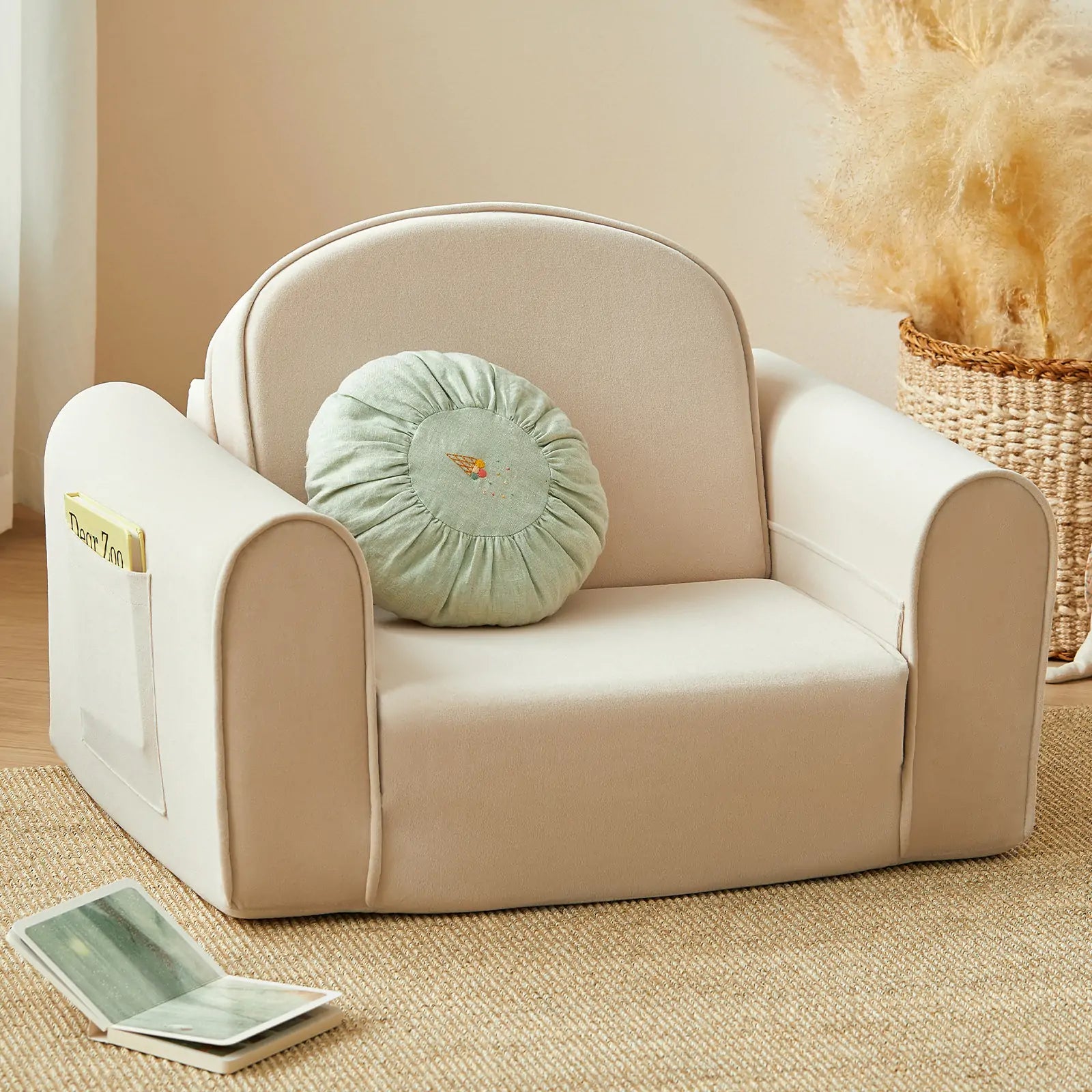 Tiny Land® GentleSnug Kid Chair - Beige White- Bambi Baby
