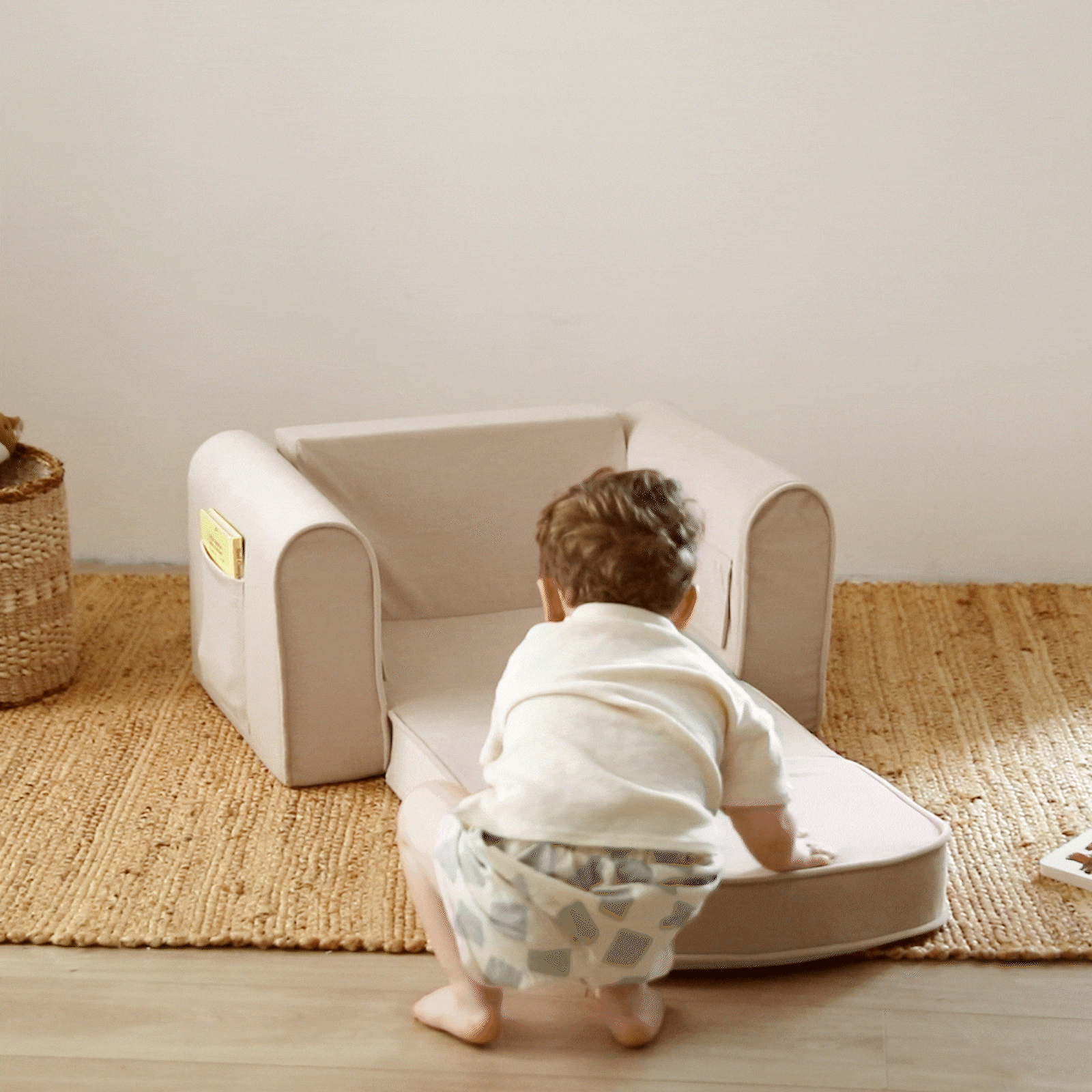 Tiny Land® GentleSnug Kid Chair - Beige White- Bambi Baby