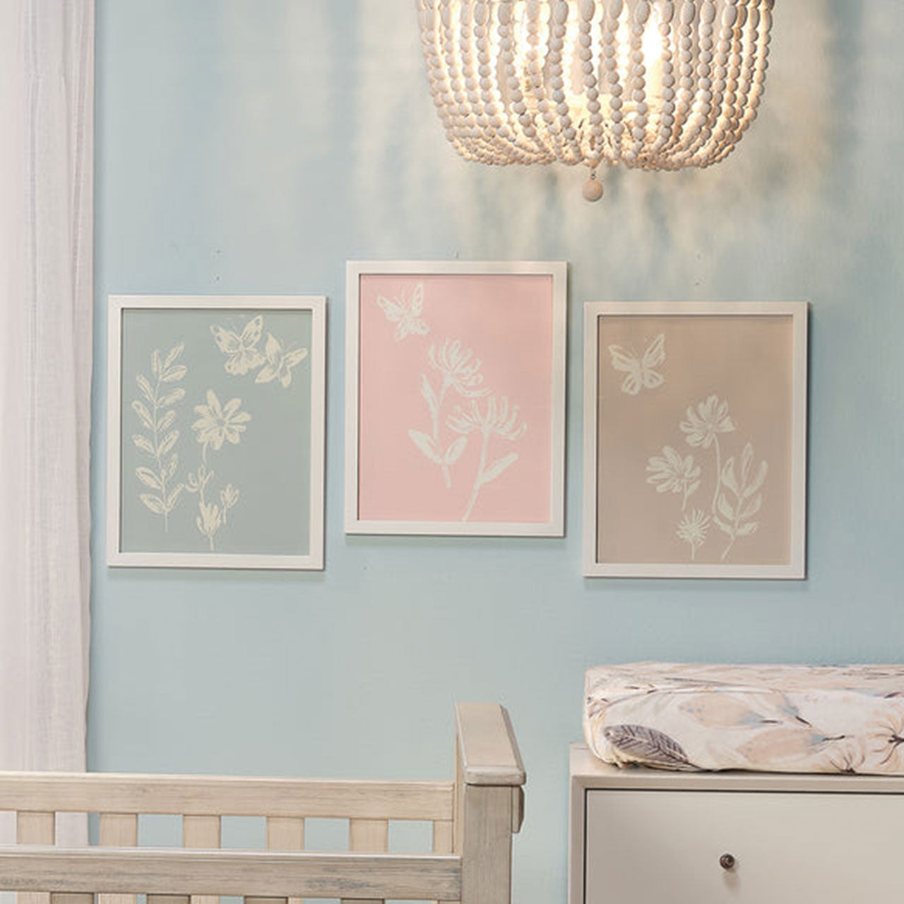 Lambs & Ivy Baby blooms Unframed Wall Art (3 prints 11 x 14 )- Bambi Baby