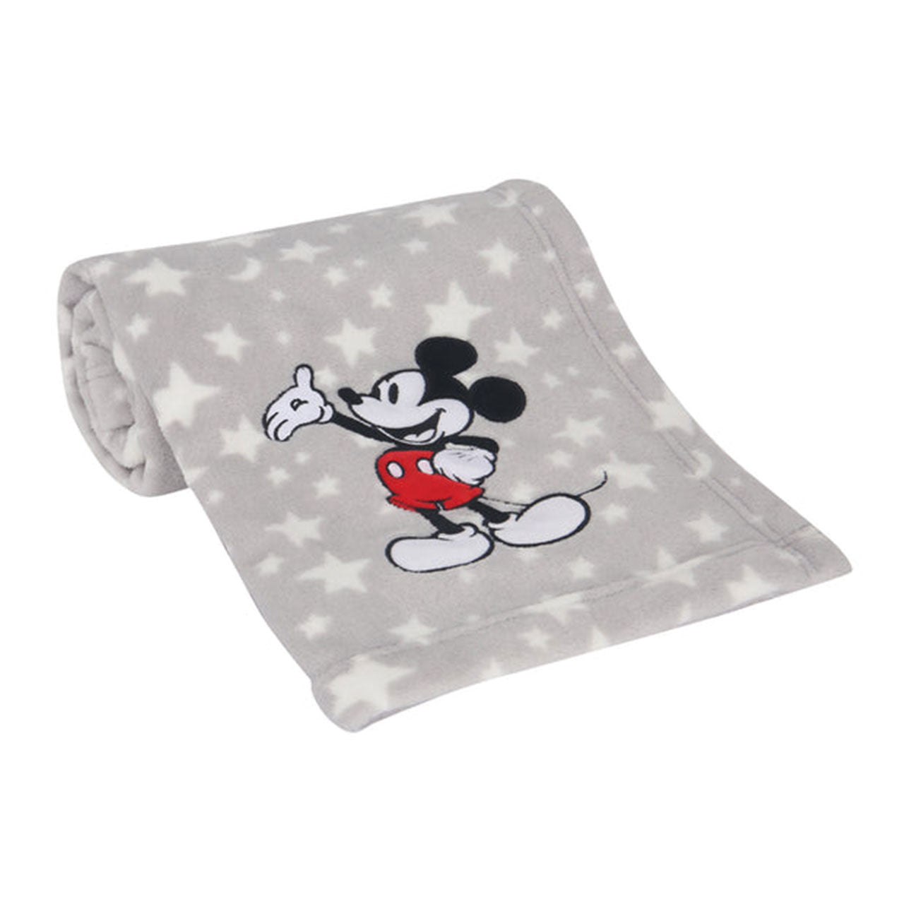 Lambs & Ivy Mickey Mouse Grey Stars Appliqued Blanket- Bambi Baby