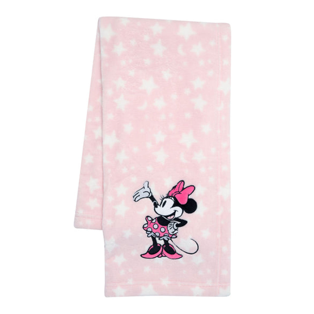 Lambs & Ivy Minnie Mouse Pink Stars Appliqued Blanket- Bambi Baby
