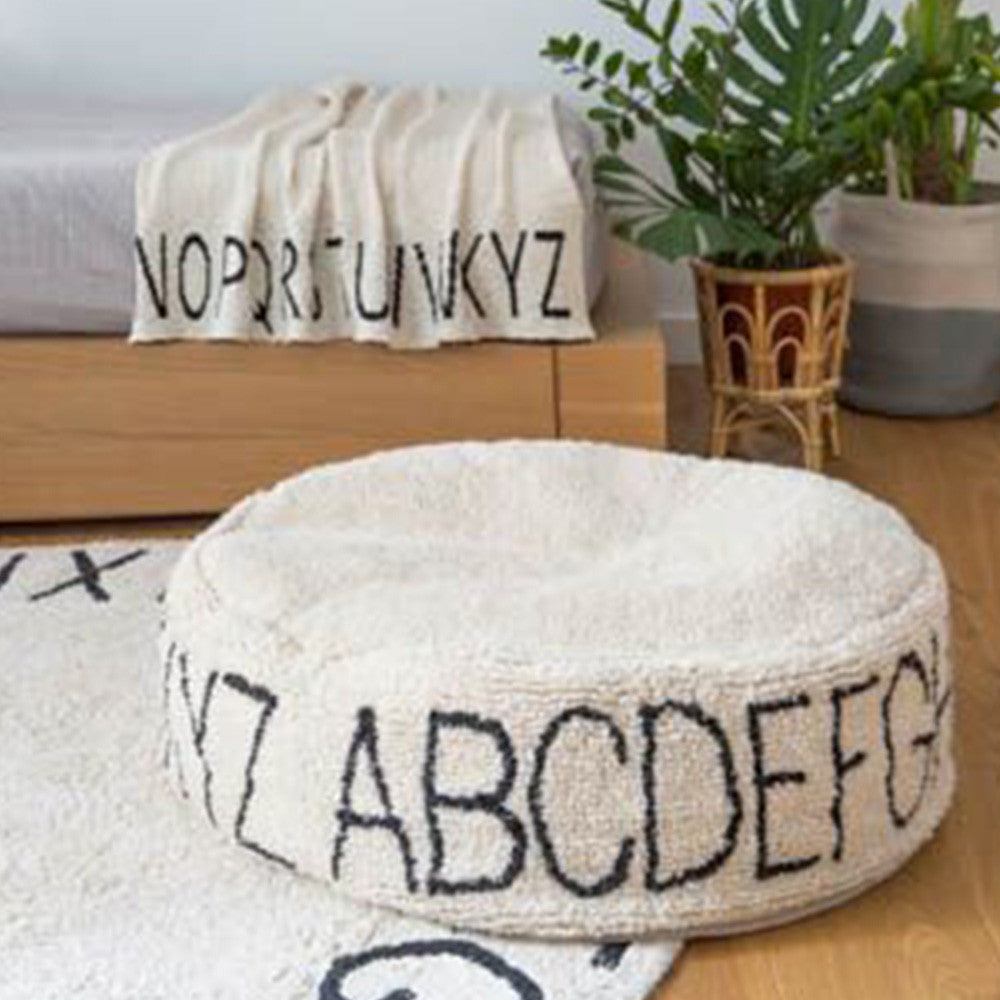 Lorena Canals Pouffe ABC Natural - Black- Bambi Baby