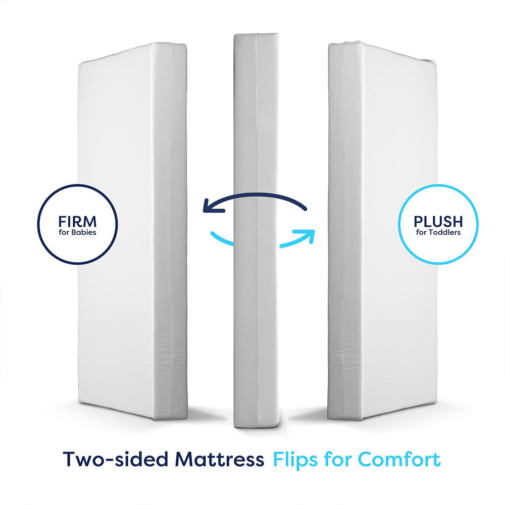 Moonlight Little Dreamer All Foam Crib Mattress - Dual Firmness w/White ribbon- Bambi Baby