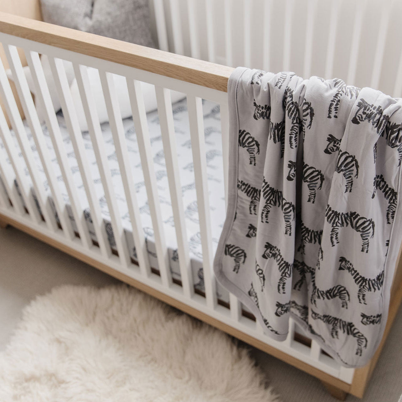 Oilo Zebra Jersey Cuddle Blanket- Bambi Baby
