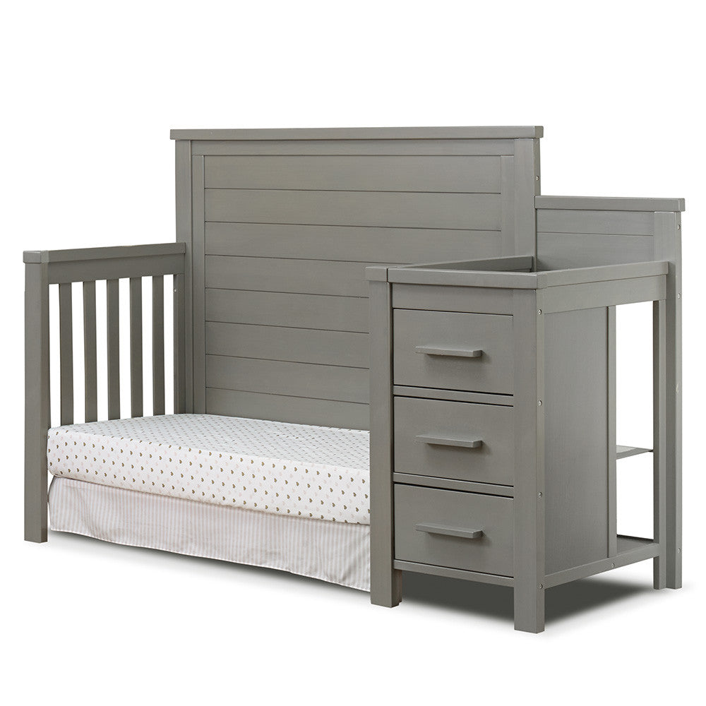 Sorelle Farmhouse Crib And Changer in Weathered Gray- Bambi Baby
