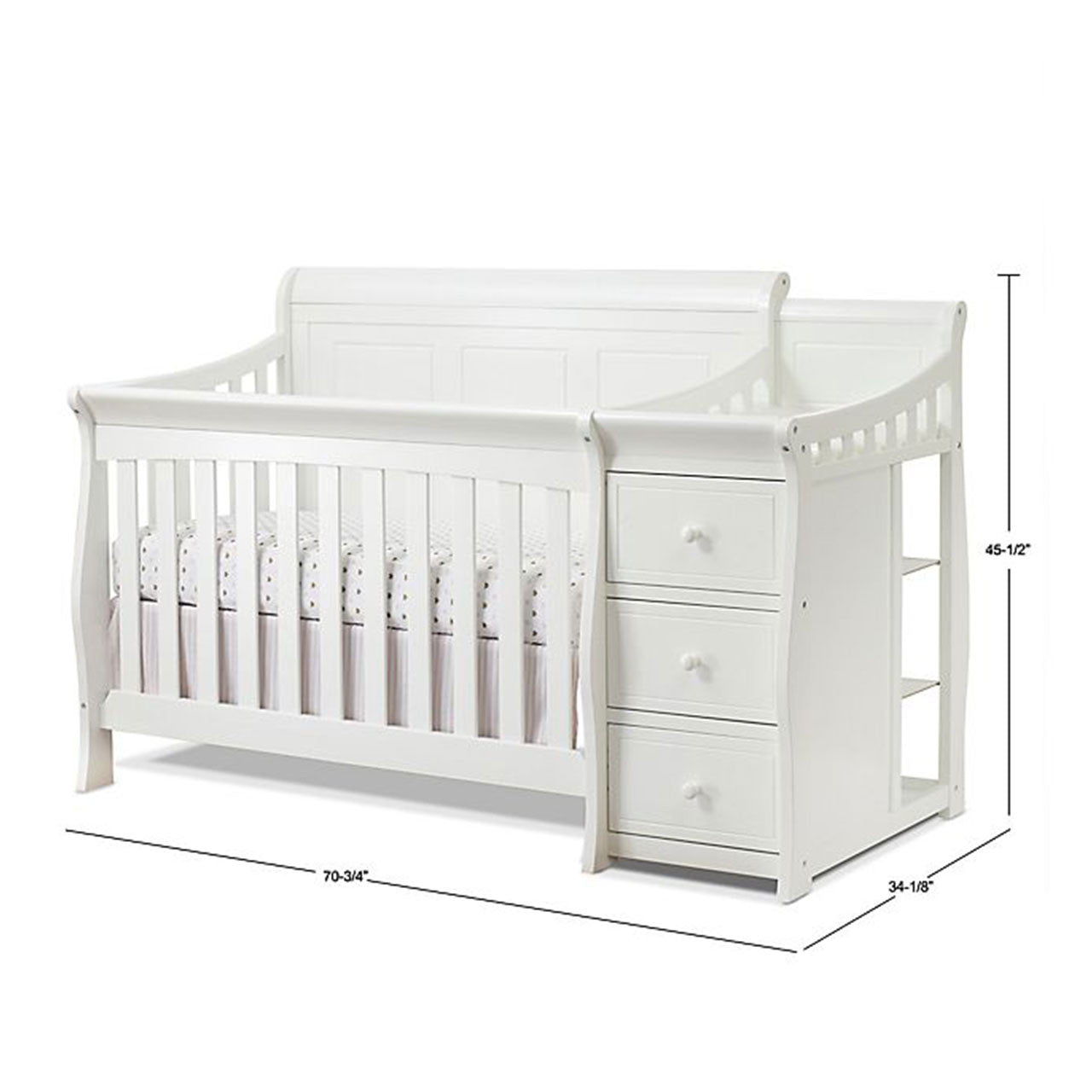 Sorelle Princeton Elite Panel Crib & Changer in White- Bambi Baby