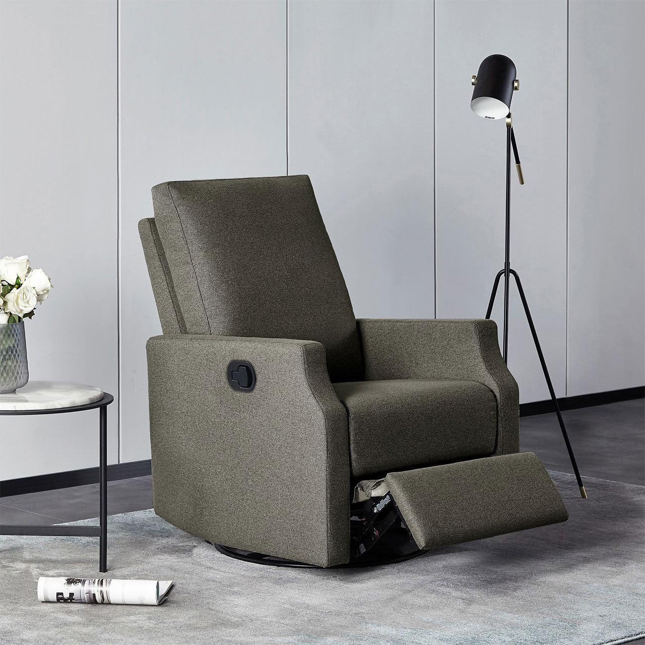 Westwood Louie Manual w/ Swivel, Glider, Recliner in Slate- Bambi Baby