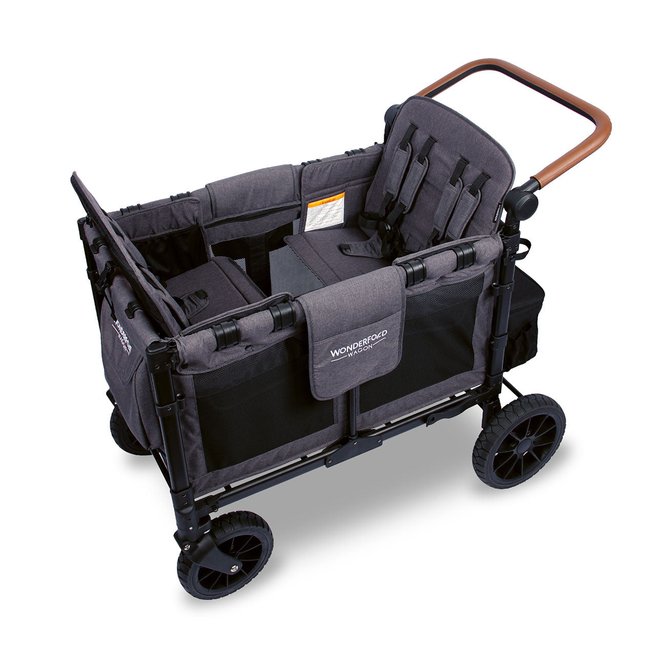 Wonderfold W4 LUXE Quad Stroller Wagon in Charcoal Gray with Black Frame- Bambi Baby