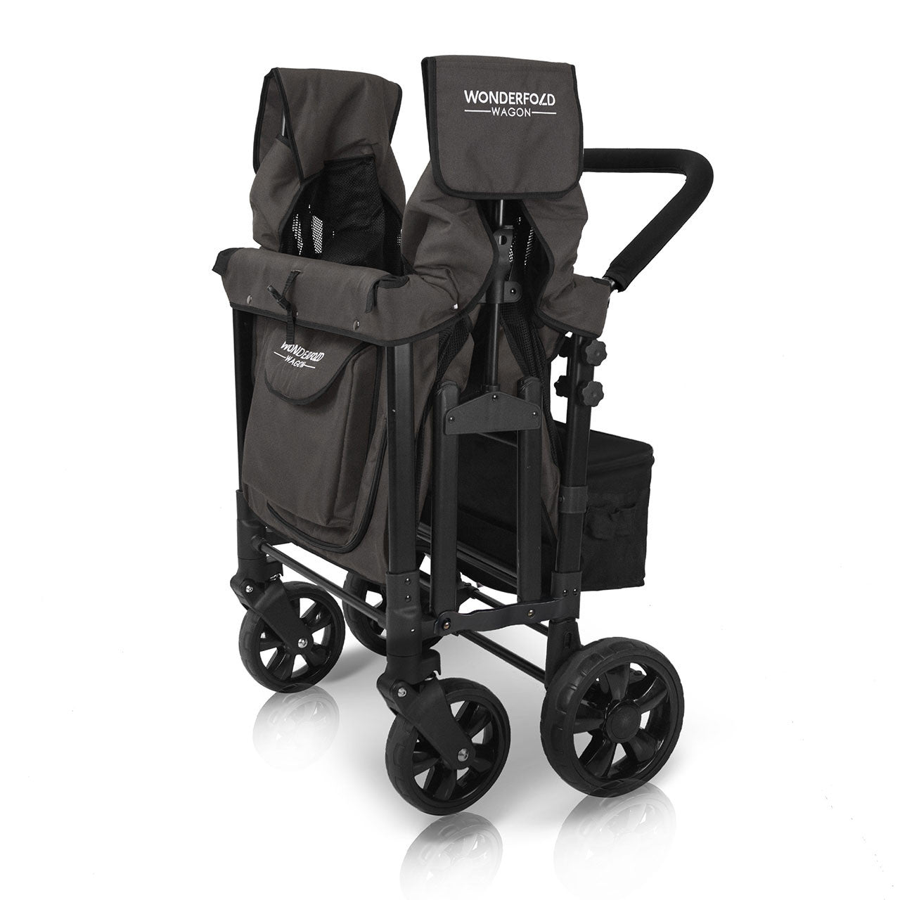 Wonderfold W4 Elite Quad Stroller Wagon in Volcanic Black- Bambi Baby