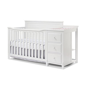 White Sorelle Berkley Convertible Crib with Changer - Side View | Bambi Baby