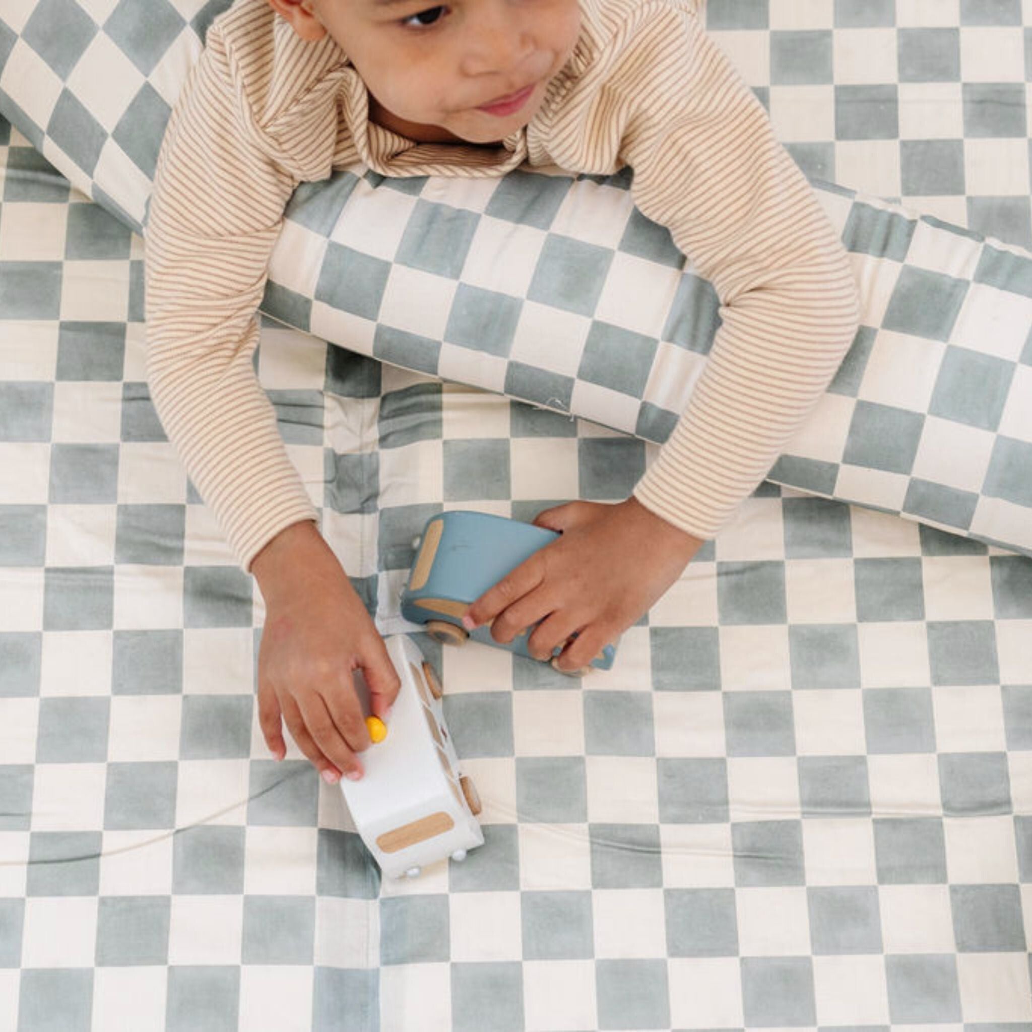 Toki Kids Checker Matcha Organic Cotton Mat- Bambi Baby