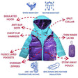 Onekid Car Seat Coat | The Road Coat Down - Aqua/Purple - Bambi Baby