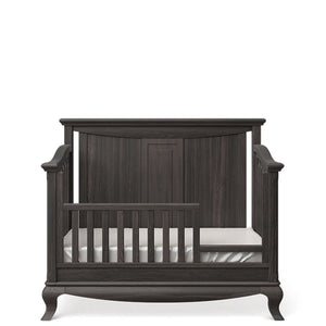 Oil Grey Wood Romina Antonio Toddler Rail installed on convertible crib - Front View | Bambi Baby