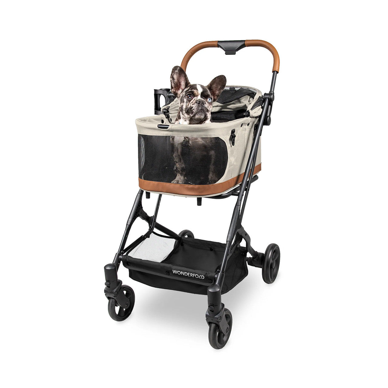 Wonderfold Pet Stroller with Removable Carriage in Sandy Beige- Bambi Baby