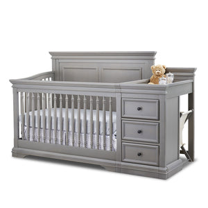 Weathered Gray Sorelle Portofino Convertible Crib & Changer - Front View | Bambi Baby