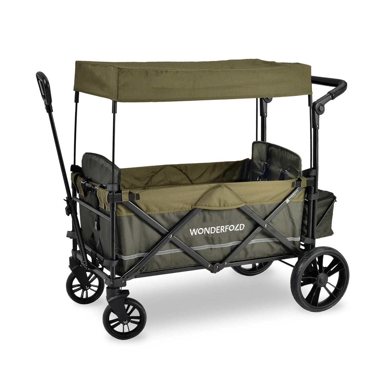 Wonderfold X2 Push & Pull Double Stroller Wagon in Woodland Green - Bambi Baby