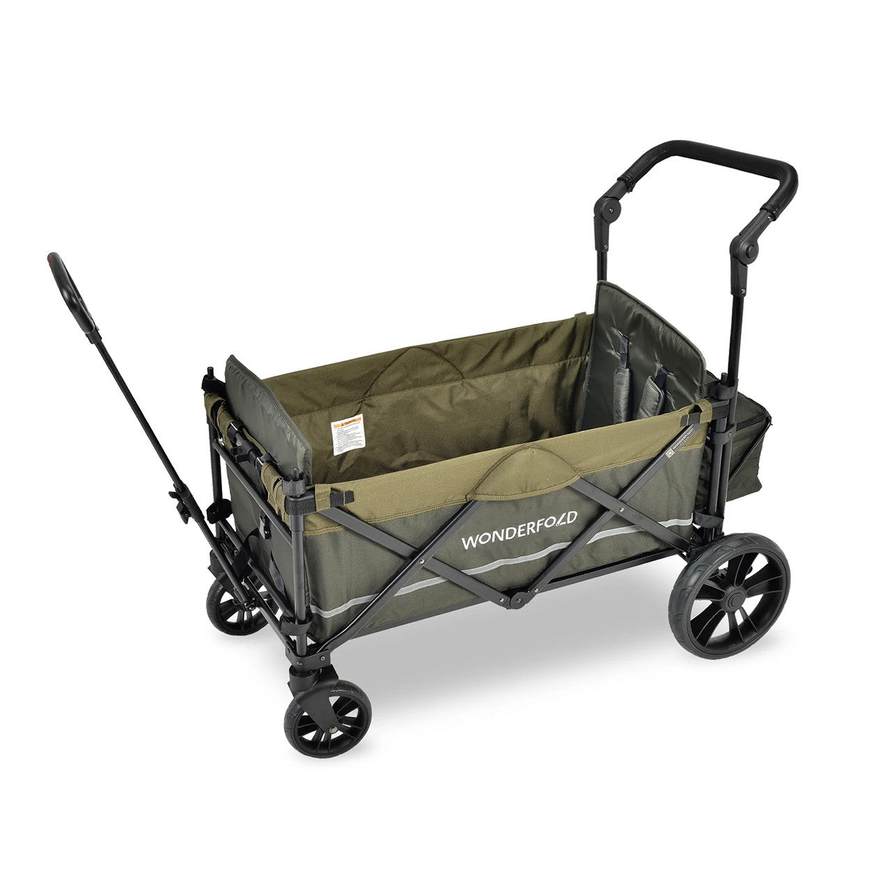 Carrinho de bebê duplo Wonderfold X2 Push &amp; Pull Wagon em Woodland Green- Bambi Baby