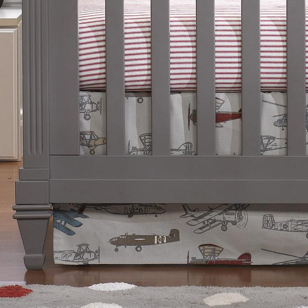 Liz and Roo Vintage Airplanes Crib Skirt 17" Drop- Bambi Baby