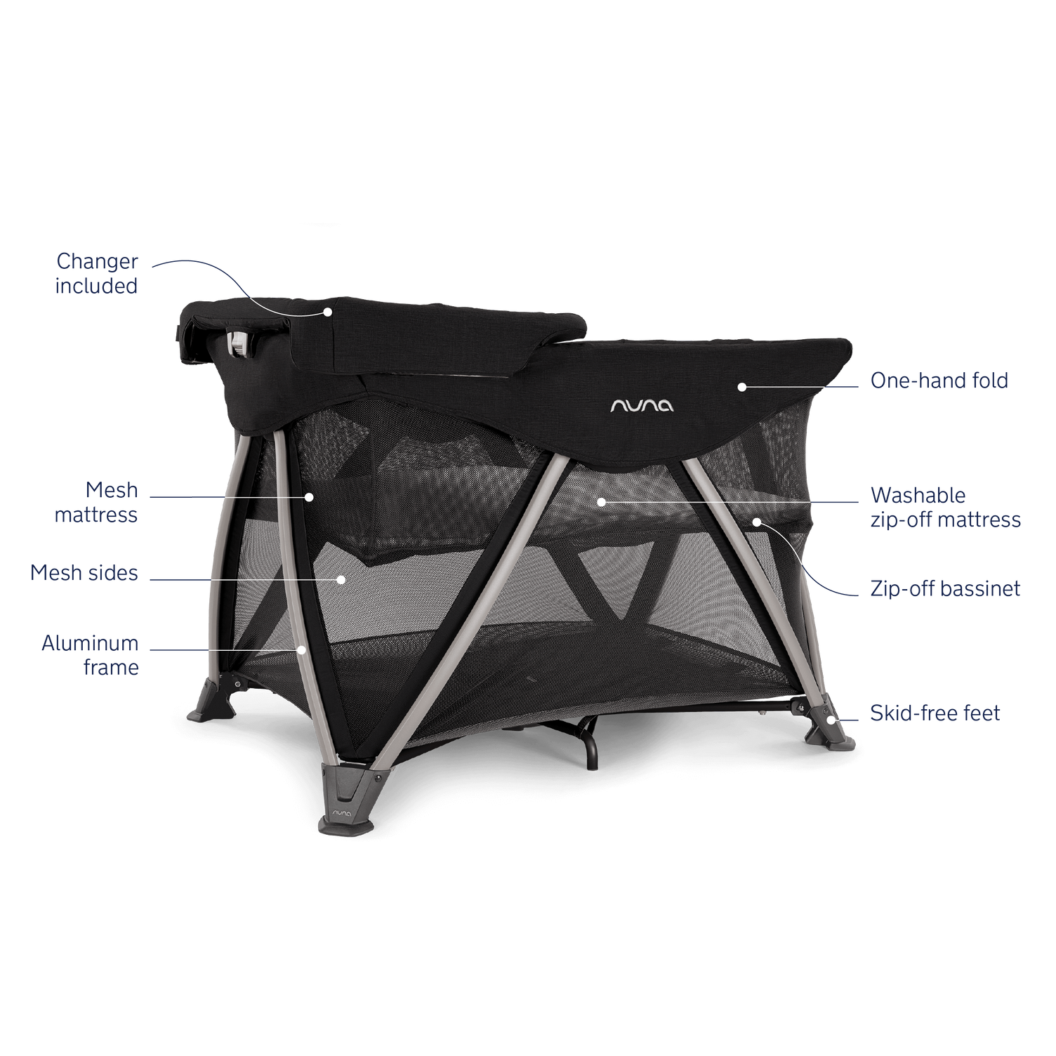 Nuna SENA Aire with New Zip-off Bassinet + Changer- Bambi Baby