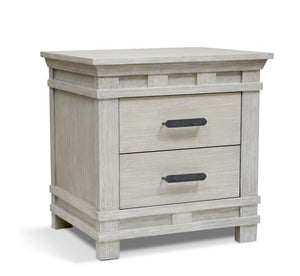 Heritage Fog Wood Sorelle Brookfield 2-Drawer Nursery Nightstand - Angled View | Bambi Baby