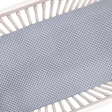Liz and Roo Navy Gingham Crib Sheet- Bambi Baby