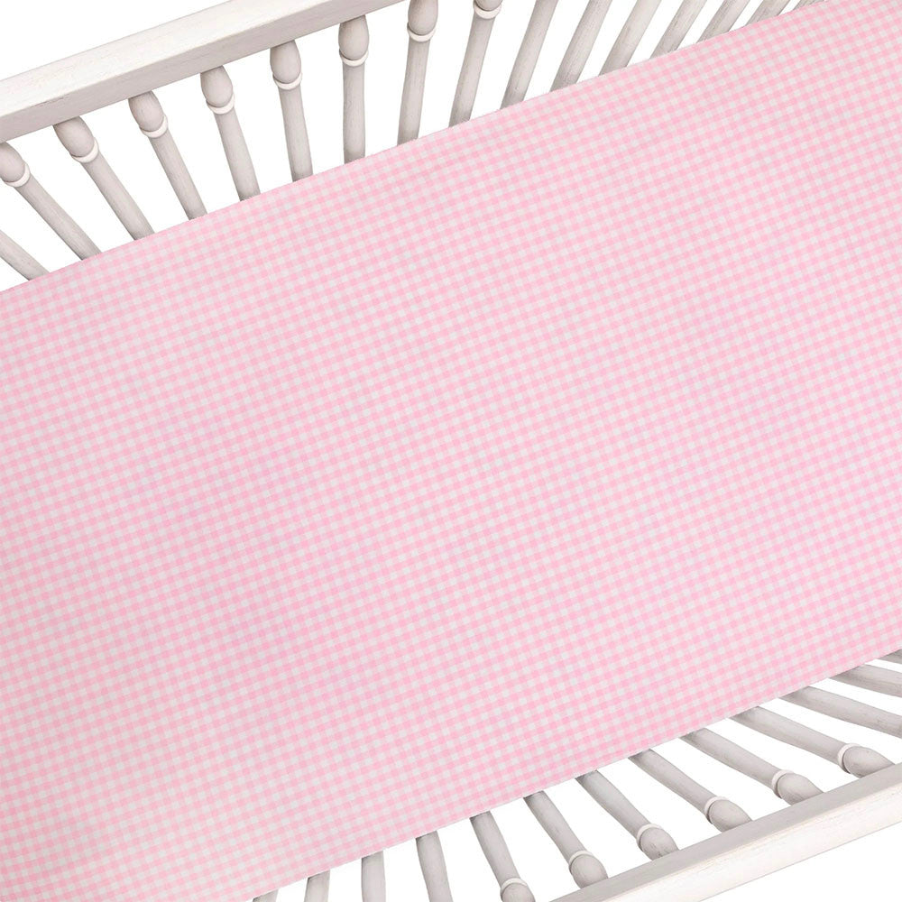 Liz and Roo Pink Gingham Crib Sheet- Bambi Baby