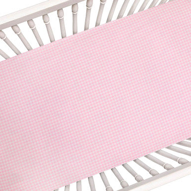 Liz and Roo Pink Gingham Crib Sheet- Bambi Baby