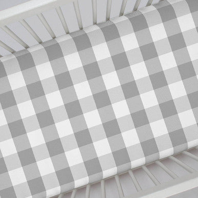 Liz and Roo Gray Plaid Crib Sheet- Bambi Baby