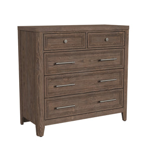 Harvest Brown Solid Wood Westwood Design Carlson 5 Drawer Chest - Angled View | Bambi Baby