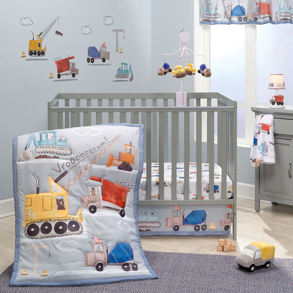 Conjunto de cama de 3 peças Bedtime Originals Construction Zone- Bambi Baby