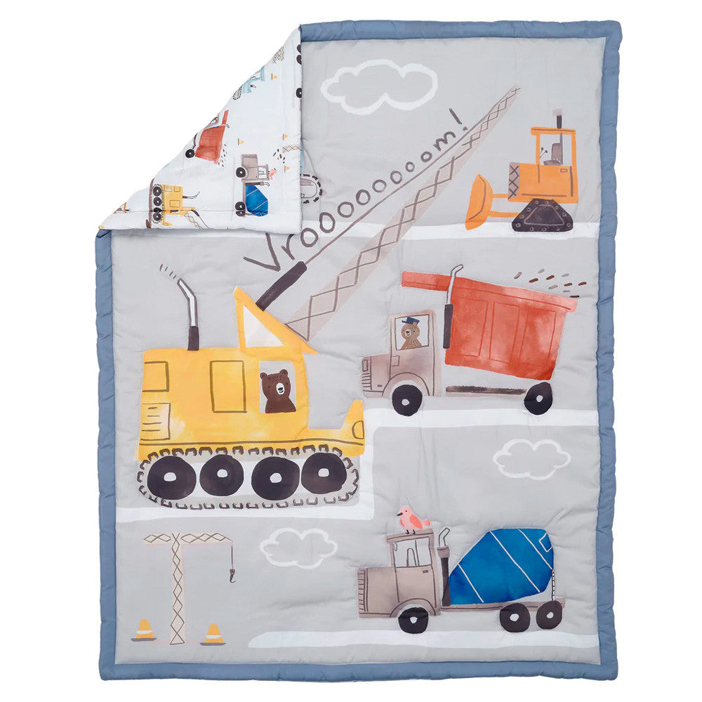 Conjunto de cama de 3 peças Bedtime Originals Construction Zone- Bambi Baby