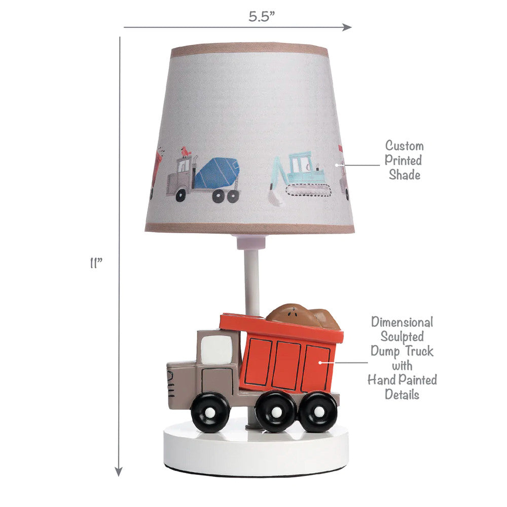 Lámpara Bedtime Originals Construction Zone con pantalla y bombilla- Bambi Baby
