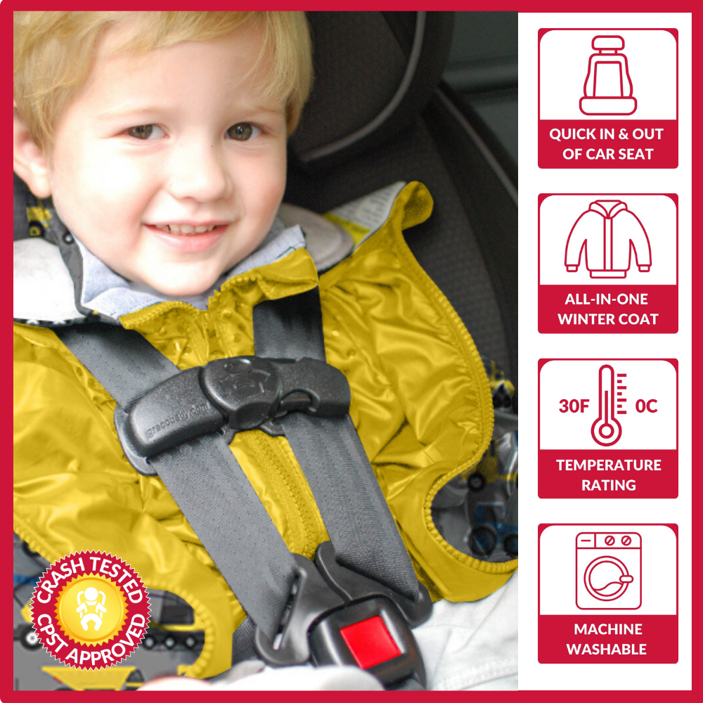 Onekid Car Seat Coat | The Road Coat Transition - Construction Print- Bambi Baby
