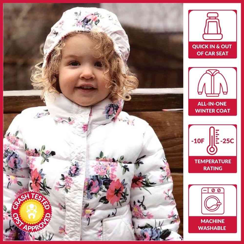 Onekid Car Seat Coat | The Road Coat Vegan - Floral Print- Bambi Baby