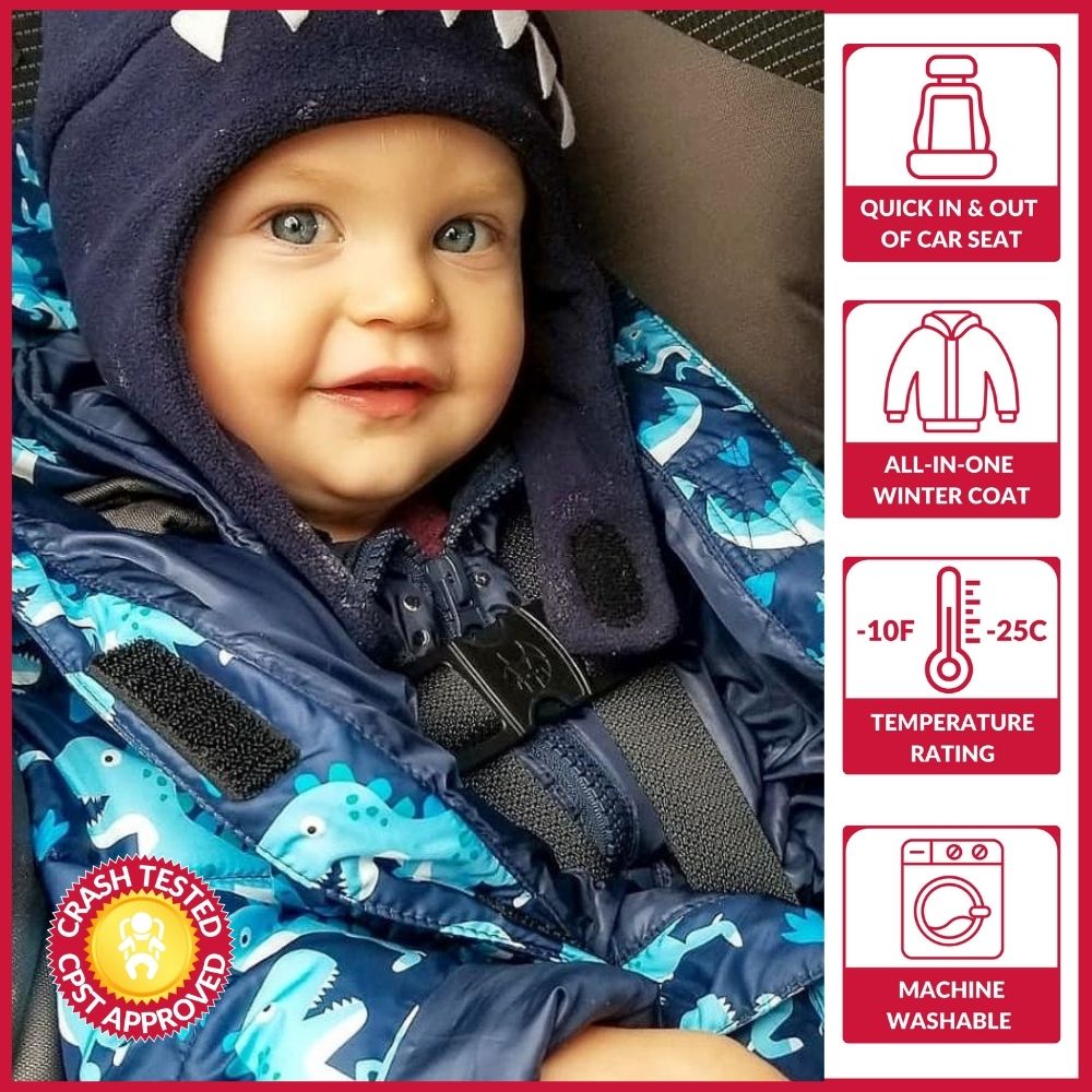 Onekid Car Seat Coat | The Road Coat Vegan - Navy Raptor Print- Bambi Baby