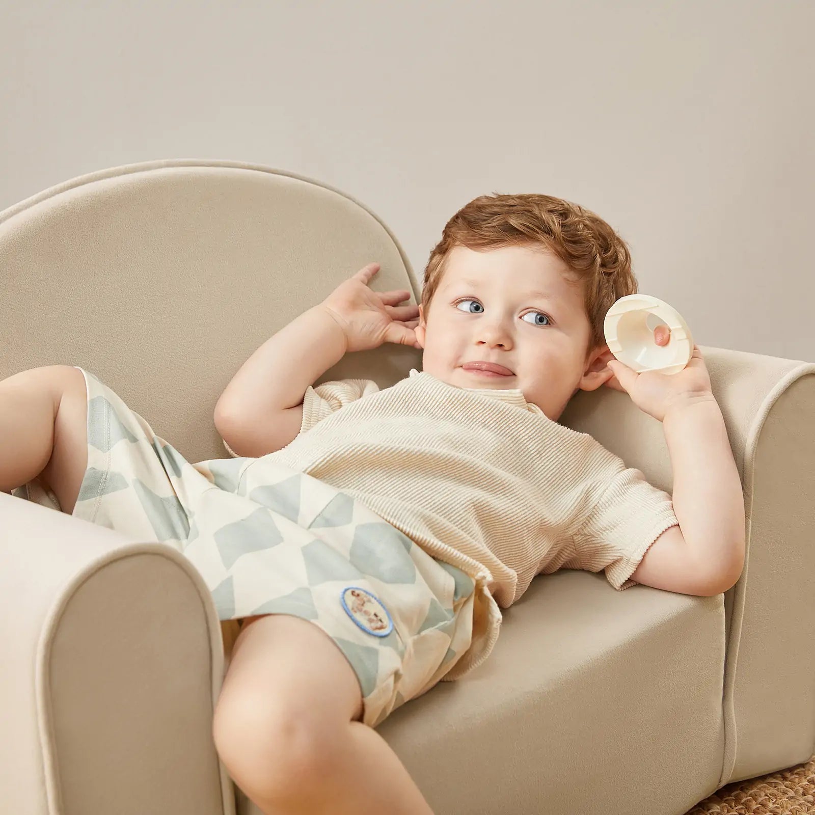 Tiny Land® GentleSnug Kid Chair - Beige White- Bambi Baby