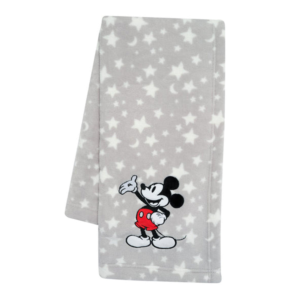 Lambs & Ivy Mickey Mouse Grey Stars Appliqued Blanket- Bambi Baby