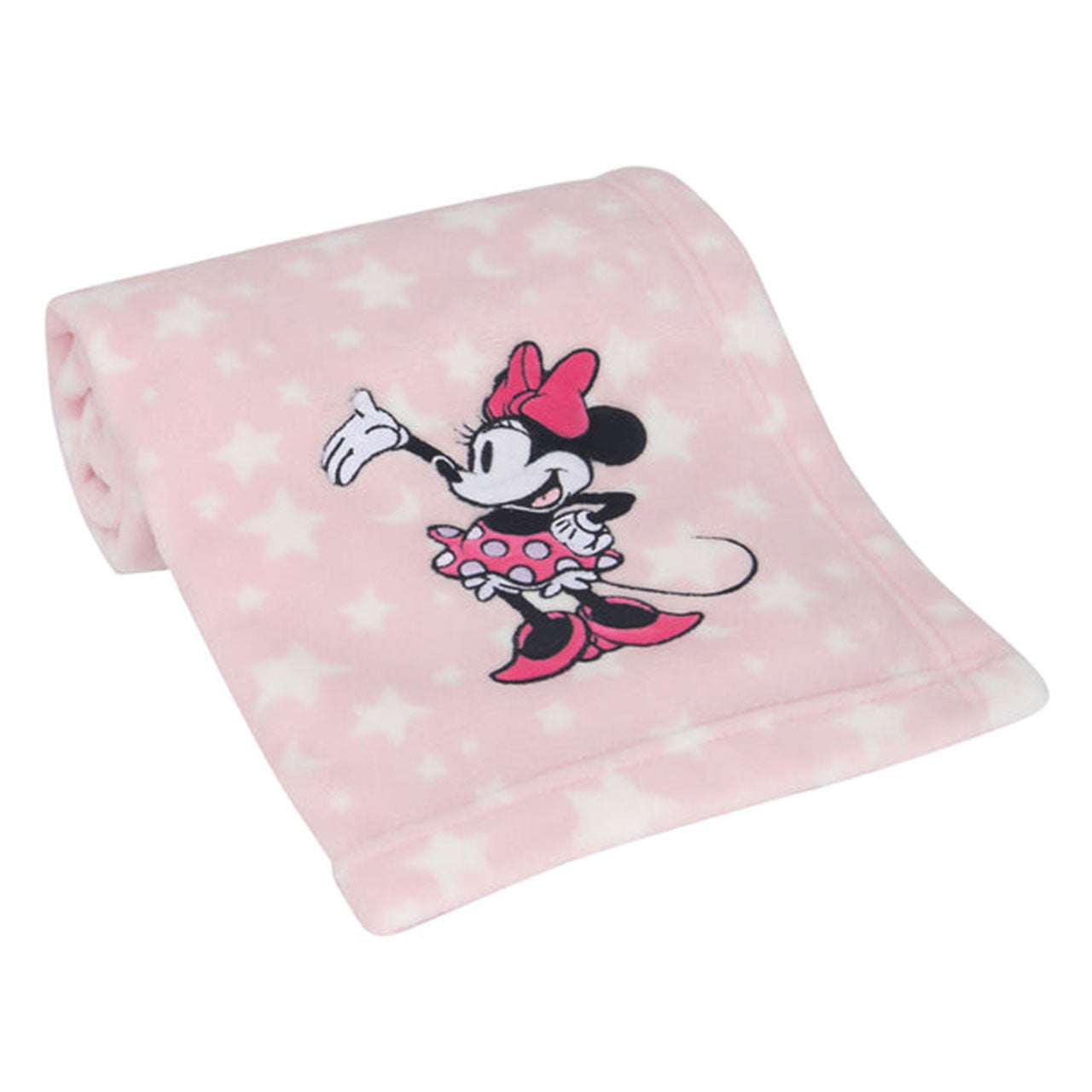Lambs & Ivy Minnie Mouse Pink Stars Appliqued Blanket- Bambi Baby