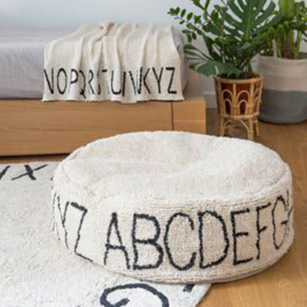 Lorena Canals Pouffe ABC Natural - Black- Bambi Baby