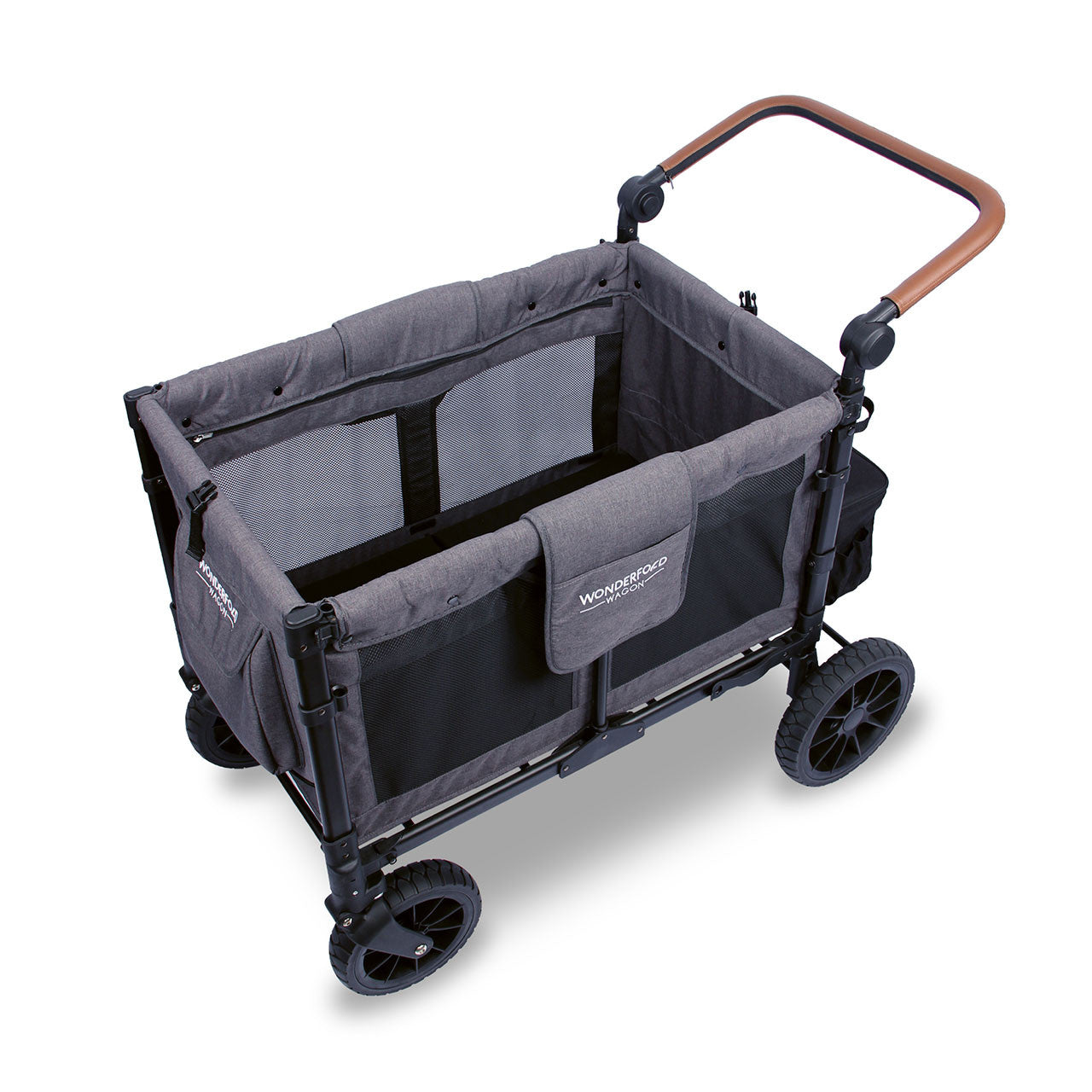 Wonderfold W4 LUXE Quad Stroller Wagon in Charcoal Gray with Black Frame- Bambi Baby