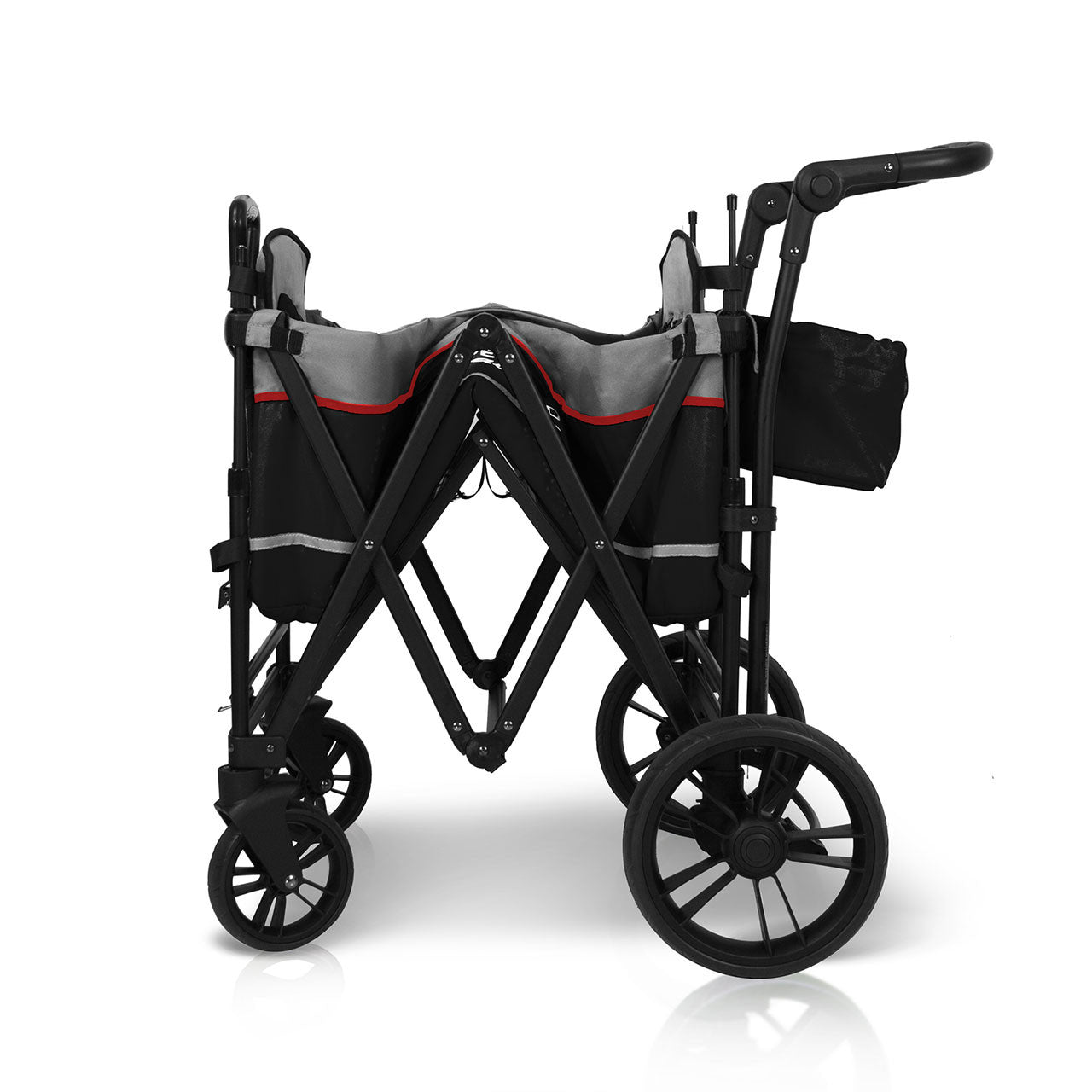 Wonderfold X2 Push & Pull Double Stroller Wagon in Pitch Black- Bambi Baby