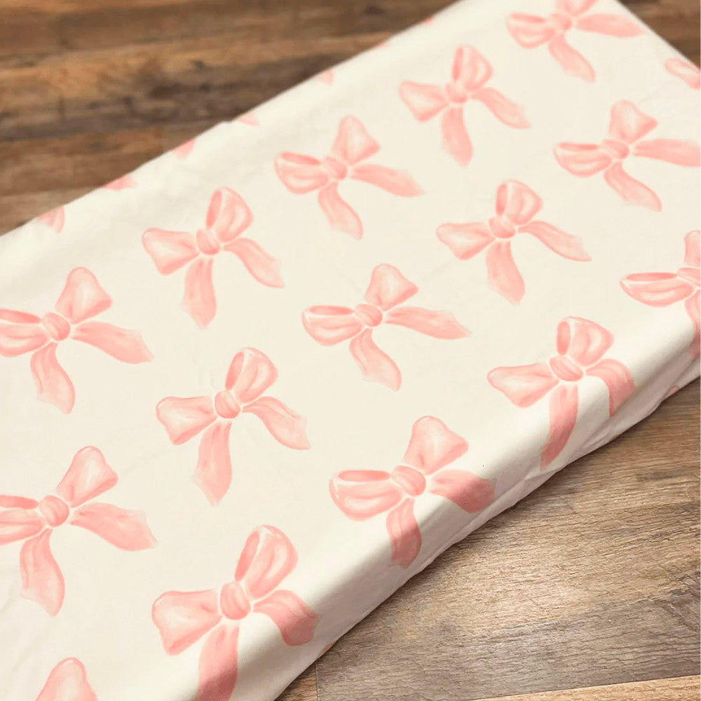 Liz and Roo Petal Pink Bows Crib Sheet - Bamboo Viscose- Bambi Baby